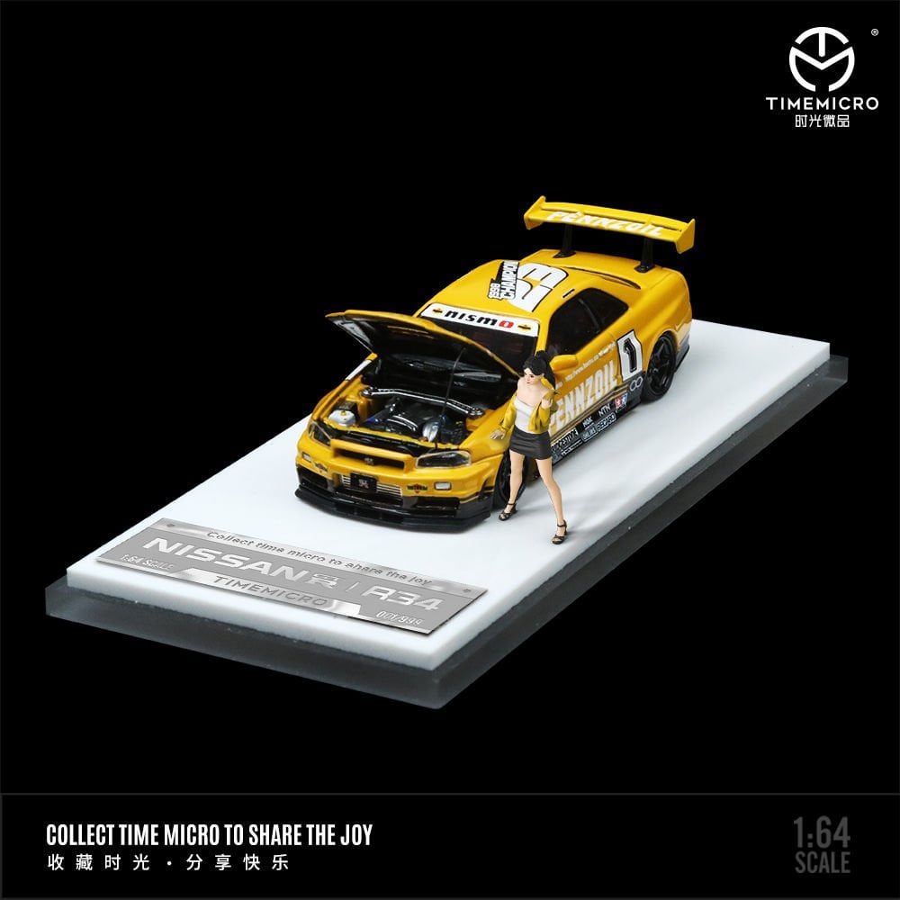 TimeMicro 1:64 Nissan GTR34 Sarı ve Siyah Figürlü