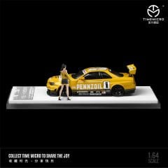 TimeMicro 1:64 Nissan GTR34 Sarı ve Siyah Figürlü