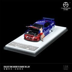 TimeMicro 1:64 Nissan GTR34 Kırmızı ve Mavi Figürlü