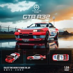 TimeMicro 1:64 Nissan GTR 32 Beyaz ve Kırmızı UJ Racing