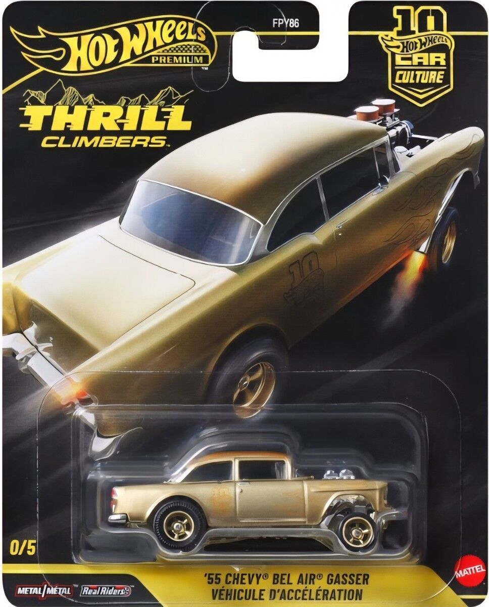 Hot Wheels Premium 1/64 - Thrill Climbers - '55 Chevy Bel Air Gasser Cehicule D'acceleration ''Chase''