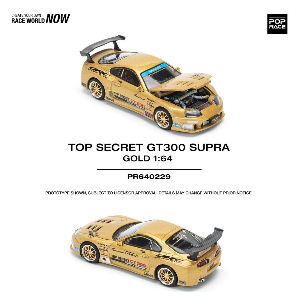 Pop Race 1/64 Top Secret GT300 Supra - Altın PR64-229