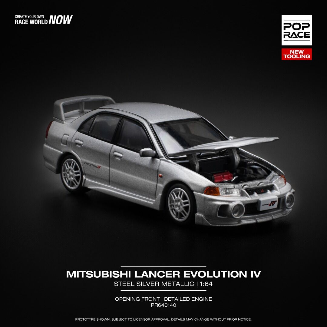 Pop Race 1/64 Mıtsubıshı Lancer Evolution IV - Çelik Gümüş Metalik PR64-140