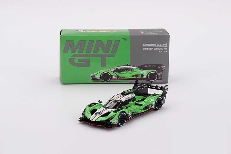 Mini GT 1/64 816 Lamborghini SC63 #63 Iron lynx 2024 IMSA Sebring 12 Hrs