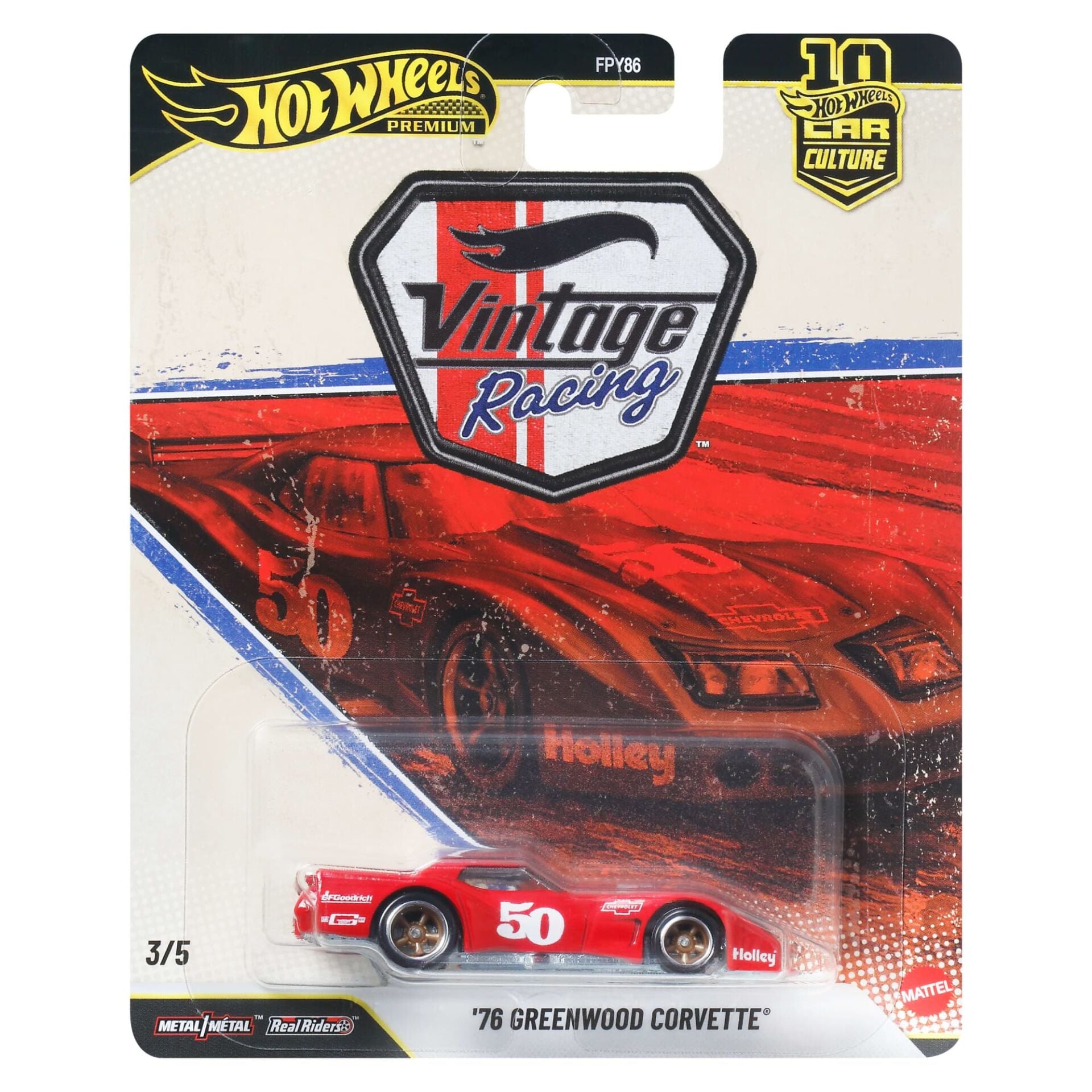 Hot Wheels Premium 1/64 - Vintage Racing 3/5 - '76 Greenwood Corvette - JKF24