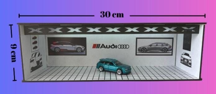 1/64 6 Araç Alabilen Yatay Işıklı Garaj Audi
