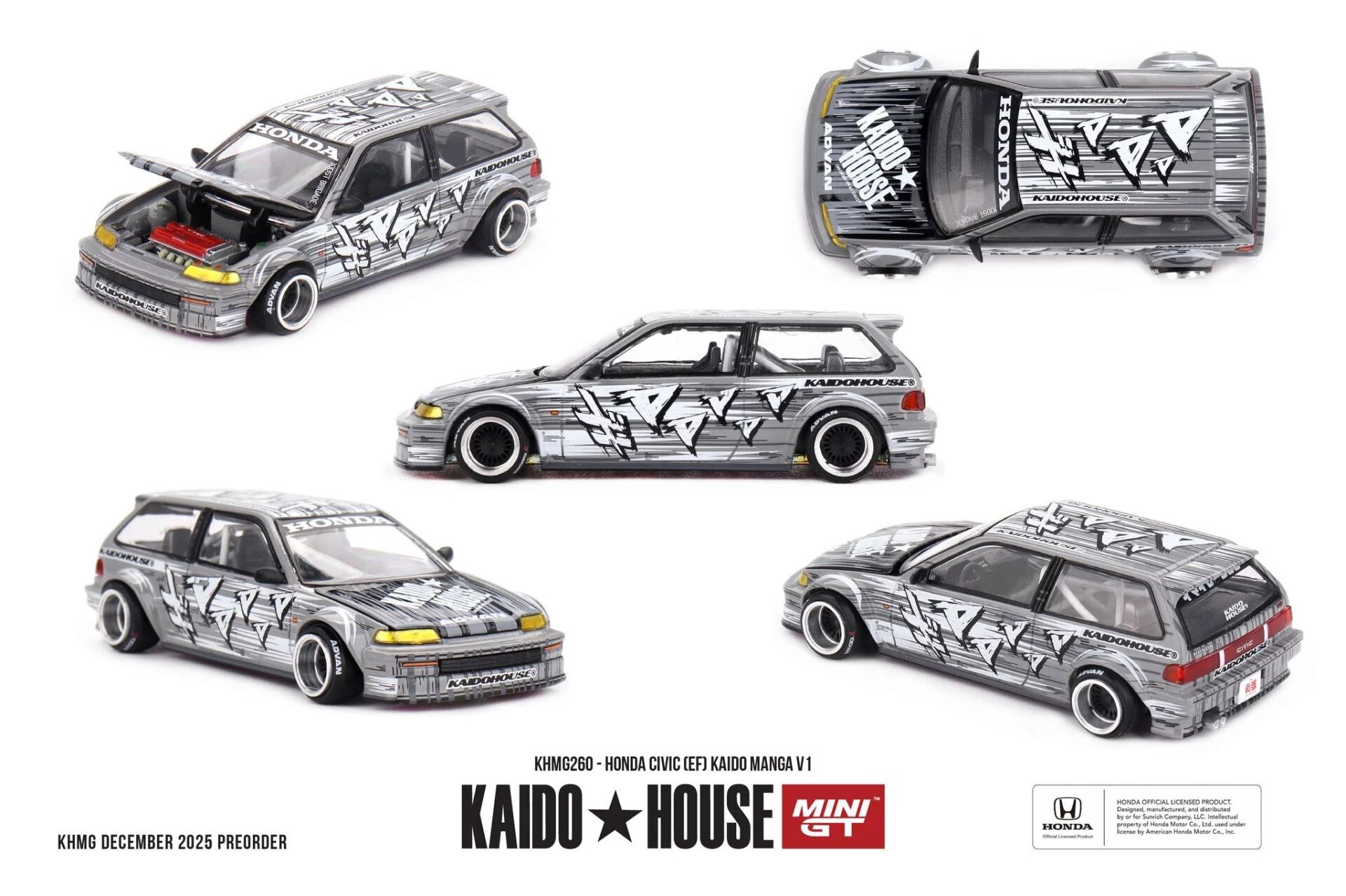 Mini GT 1/64 //260 KaidoHouse Honda Civic (EF) Kaido Manga V1