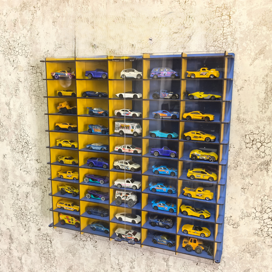 50 Araç Kapasiteli Pleksi Kapaklı Stand ''Sarı - Mavi''