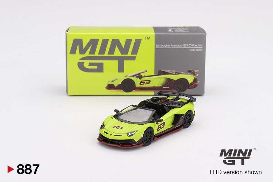 Mini GT 1/64 887 Lamborghini Aventador SVJ 63 Roadster Verde Shock