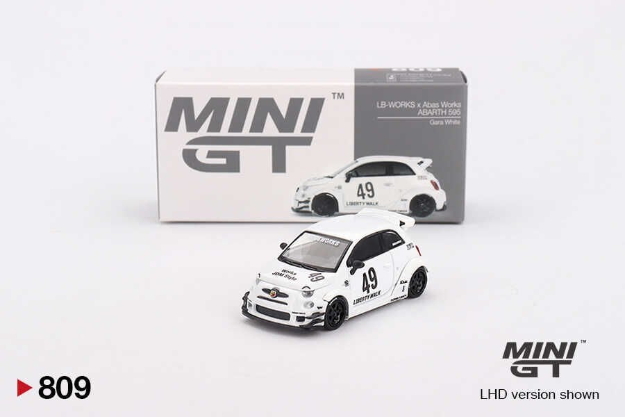 Mini GT 1/64 809 LB-WORKS x Abas Works ABARTH 595 Gara White