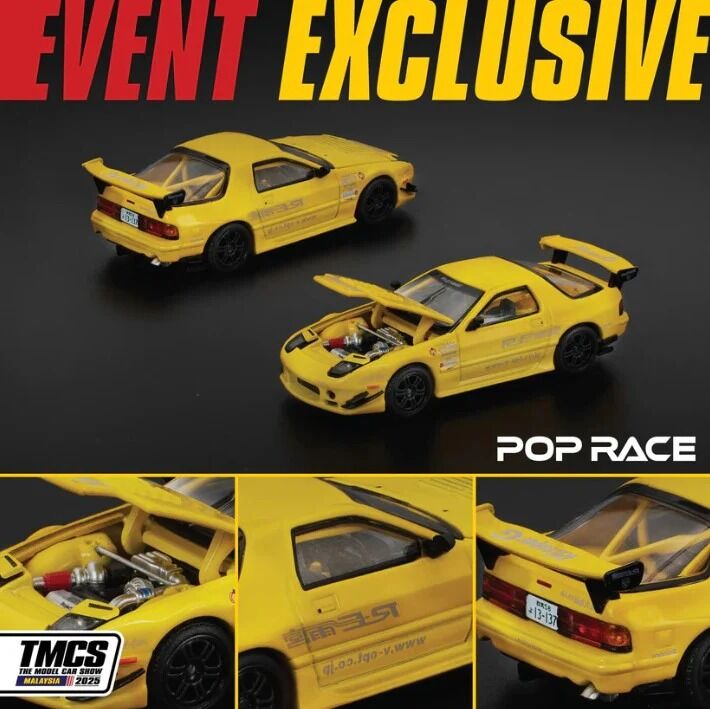 Pop Race 1/64 Mazda RX7 FC3S RE-Amemiya TMCS Malaysia 2025 Event Edition PR64-286