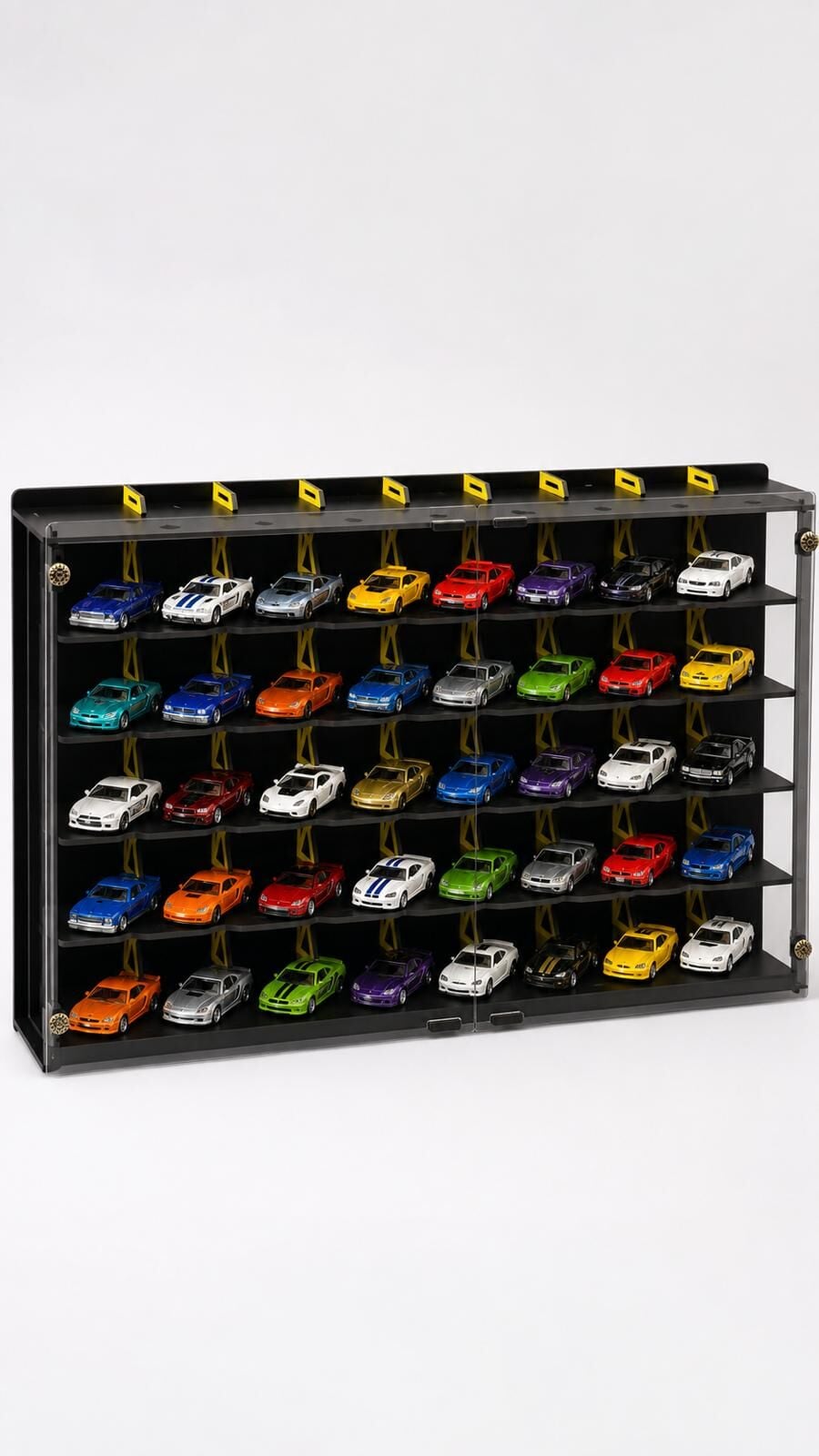 Diecast Toyblox 40 Araçlık 1/64 Hotwheels, Matchbox Uyumlu, Pleksi Kapaklı Hobi Oyuncak Araba Rafı Koleksiyon Model Araba Garajı Siyah