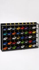 Diecast Toyblox 40 Araçlık 1/64 Hotwheels, Matchbox Uyumlu, Pleksi Kapaklı Hobi Oyuncak Araba Rafı Koleksiyon Model Araba Garajı Siyah