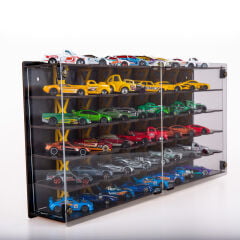 Diecast Toyblox 40 Araçlık 1/64 Hotwheels, Matchbox Uyumlu, Pleksi Kapaklı Hobi Oyuncak Araba Rafı Koleksiyon Model Araba Garajı Siyah