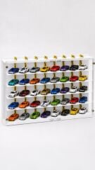 Diecast Toyblox 40 Araçlık 1/64 Hotwheels, Matchbox Uyumlu, Pleksi Kapaklı Hobi Oyuncak Araba Rafı Koleksiyon Model Araba Garajı Beyaz
