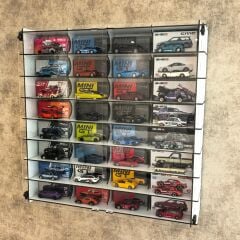 Diecast Toyblox Mini GT, Kaido House, Pop Race Uyumlu, Pleksi Kapaklı, 32 Bölmeli Duvar Tipi Dekoratif Vitrin