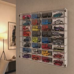 Diecast Toyblox Mini GT, Kaido House, Pop Race Uyumlu, Pleksi Kapaklı, 32 Bölmeli Duvar Tipi Dekoratif Vitrin