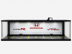 Diecast Toyblox ''Honda V2'' Diorama Garaj 1/64 Ölçek 8 Araçlık, LED Işıklı USB Kablolu Pleksi Kapaklı Dekoratif Vitrin