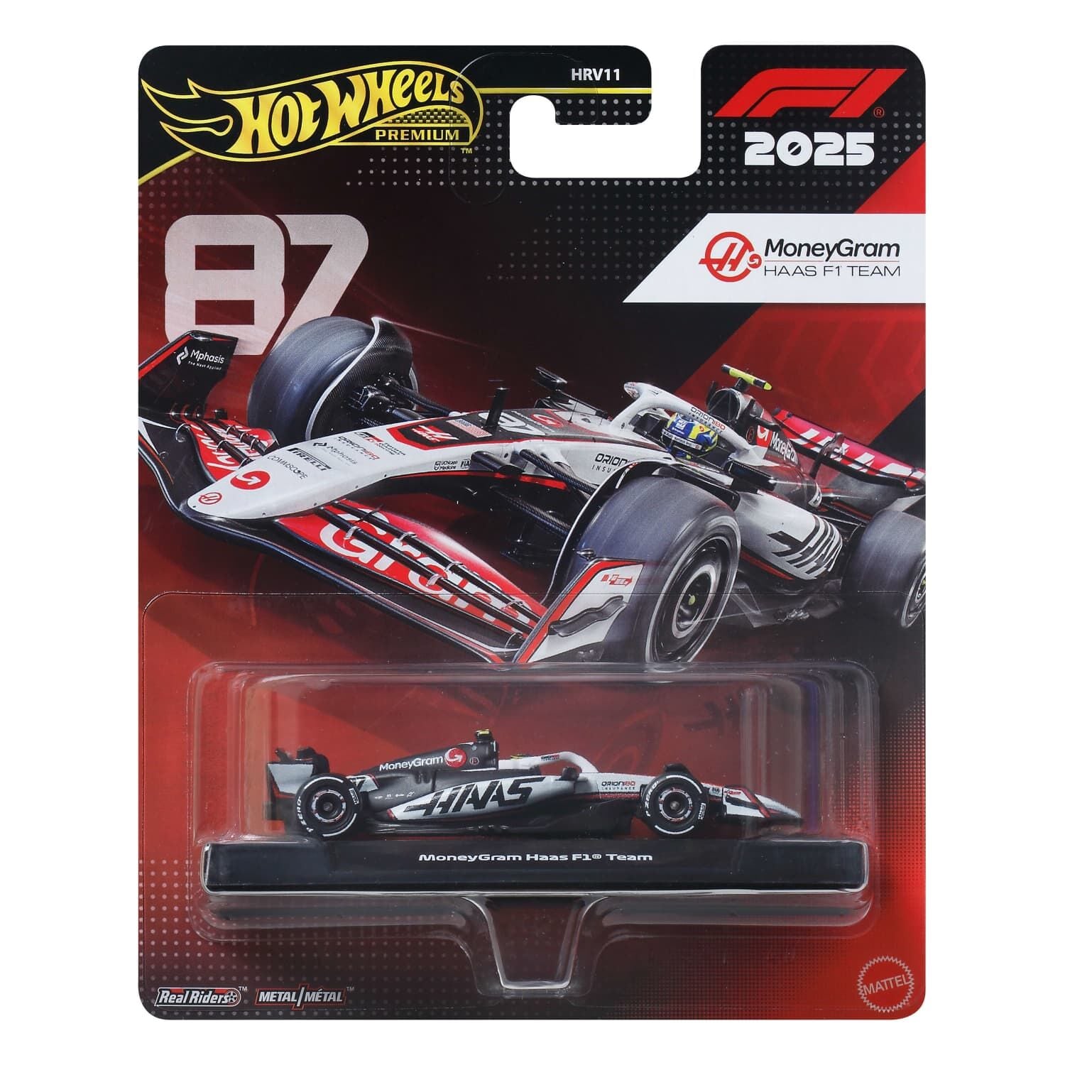 Hot Wheels Premium 1/64 - 2025 Formula 1 - #87 MoneyGram Haas F1 Team - JKD90