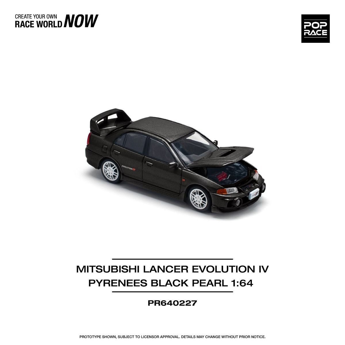 Pop Race 1/64 Mitsubishi Lancer Evolution IV Pyrenees Black Pearl PR64-227