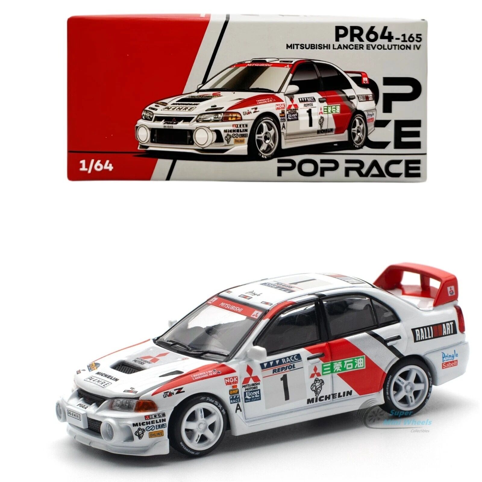 Pop Race 1/64 Mitsubishi Lancer Evolution IV Winner, Rally De Catalunya 1997 PR64-165