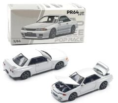 Pop Race 1/64 Nissan Skyline GT-R R32 Crystal White PR64-157