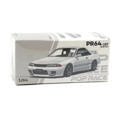 Pop Race 1/64 Nissan Skyline GT-R R32 Crystal White PR64-157