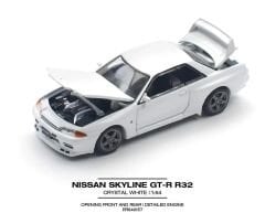 Pop Race 1/64 Nissan Skyline GT-R R32 Crystal White PR64-157