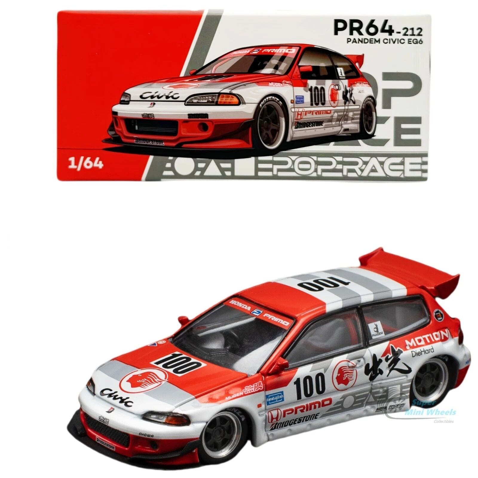 Pop Race 1/64 Pandem Civic EG6 V1.5 Idemitsu Motion Infinite PR64-212