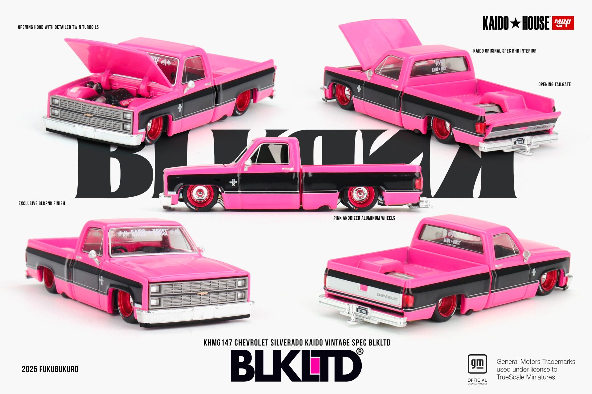 Mini GT x Kaido House KMGH174 Chevrolet Silverado Kaido Vintage Spec BLKLTD