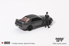 Mini GT 1/64 869 Nissan Skyline GT-R (R32) Gunmetal W/ Matsuda Figure Tsugio Matsuda Collection