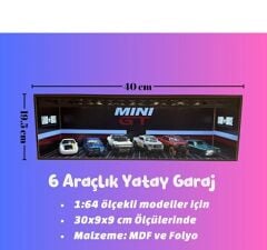 1/64 6 Araç Alabilen Yatay Işıklı Garaj Mini GT