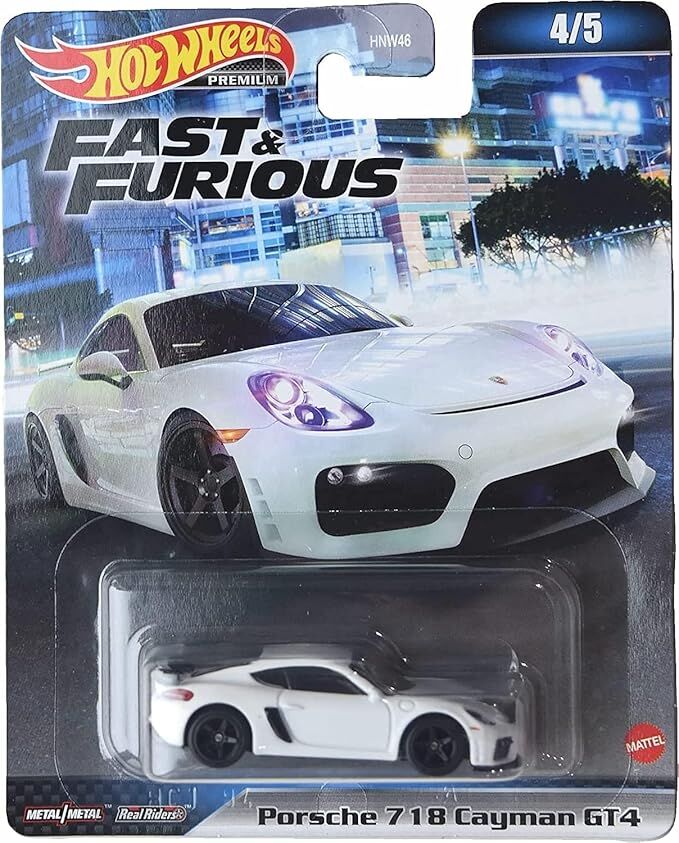 Hot Wheels Premium F&F 4/5 - Porsche 718 Cayman GT4 Beyaz
