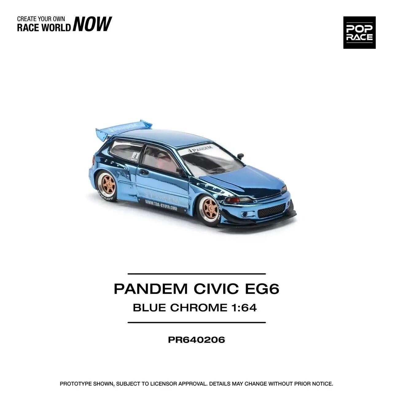 Pop Race 1/64 - Pamdem Civic Mavi Krom - PR64-0206