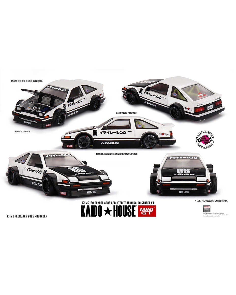 Mini GT x KaidoHouse //180 Toyota AE86 Sprinter Trueno Kaido Street V1