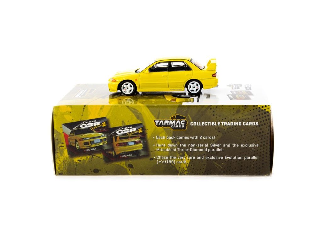 Tarmac Works Mitsubishi Lancer GSR Evolution III Sarı Tarmac Kartları ile Birlikte