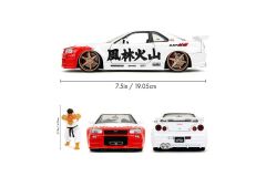 Jada 1/24 Street Fighter Nissan Skyline GTR R34 Ryu Figürü ile Birlikte