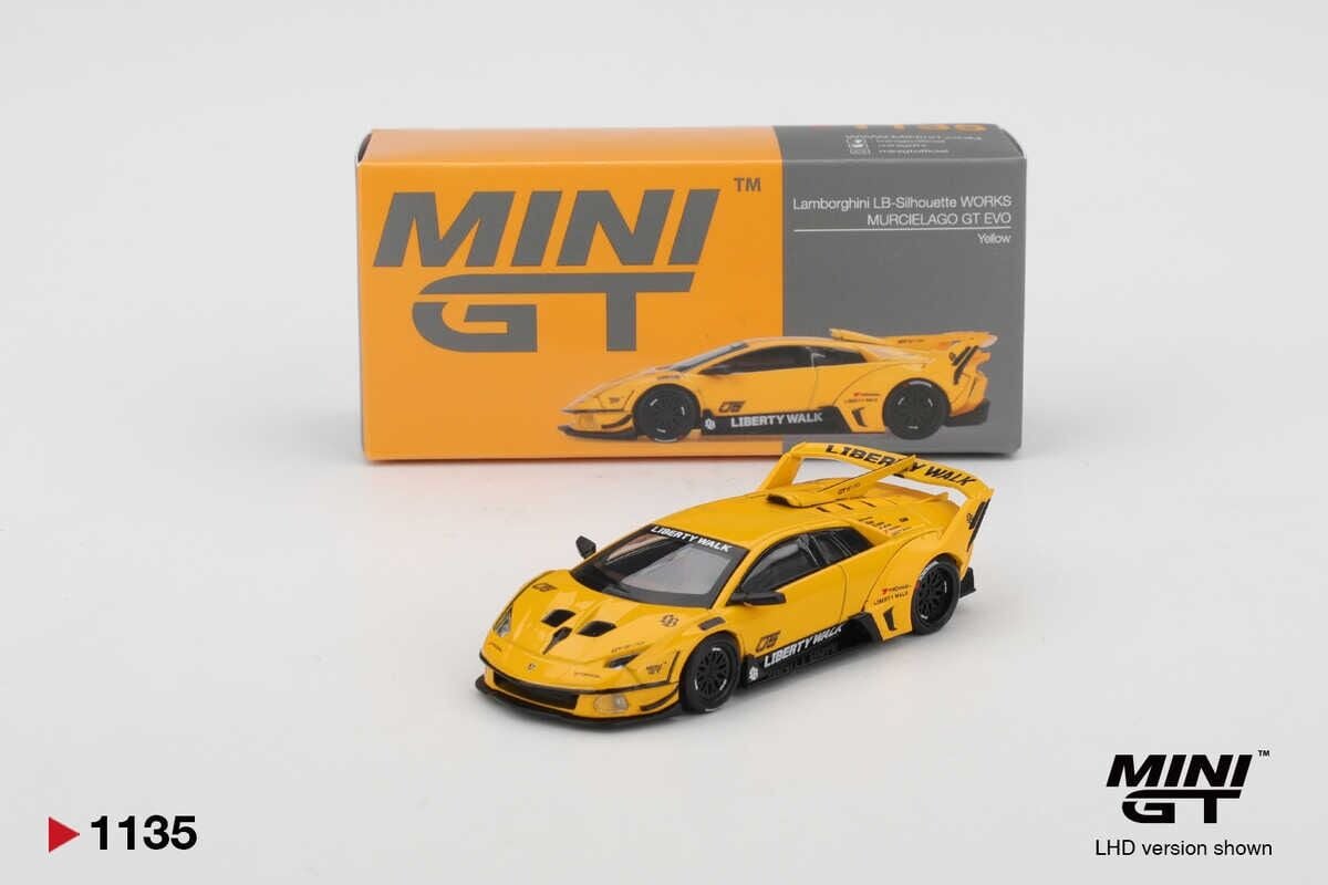 Mini GT 1/64 1135 LB-Silhouette WORKS MURCIELAGO GT Evo Yellow