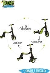 Boony 3 Özellikli Scooter (Yeşil)