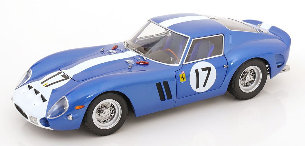 KK Scale 1/12 Scale Diecast KKDC120122-17 - Ferrari 250 GTO No.17, Le Mans 1962 - Mavi / Beyaz Metalik