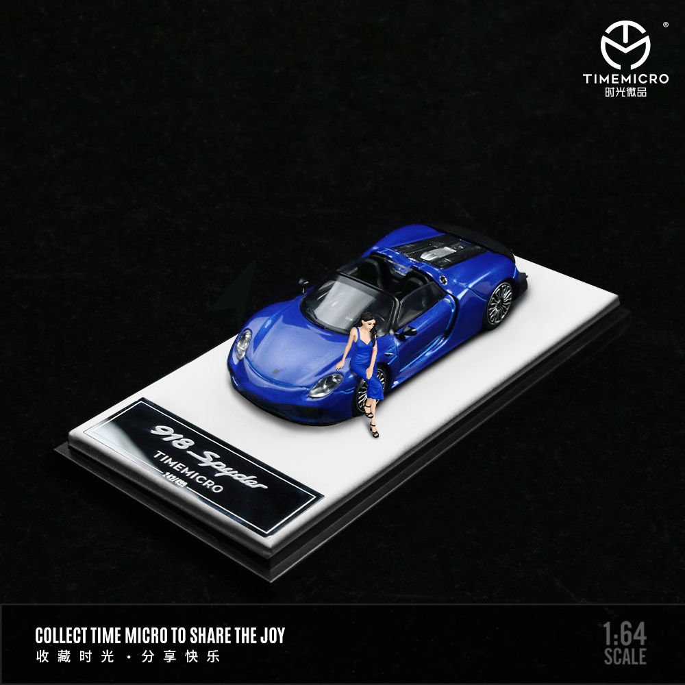 TimeMicro 1:64 Porsche 918 Koyu Mavi Figürlü Sürüm